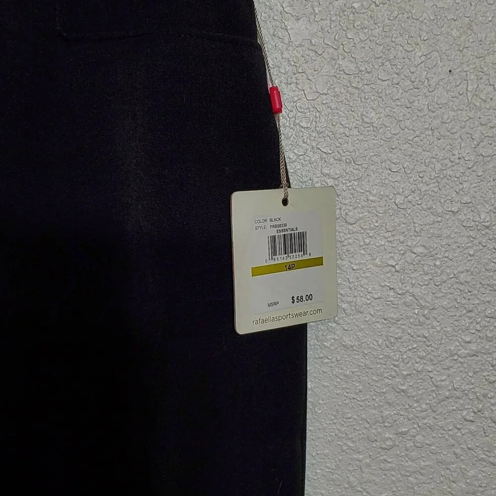 Rafaella Womens Curvy fit Pants Slim Leg Defined Waist Size 14P Black NWT - Picture 9 of 11